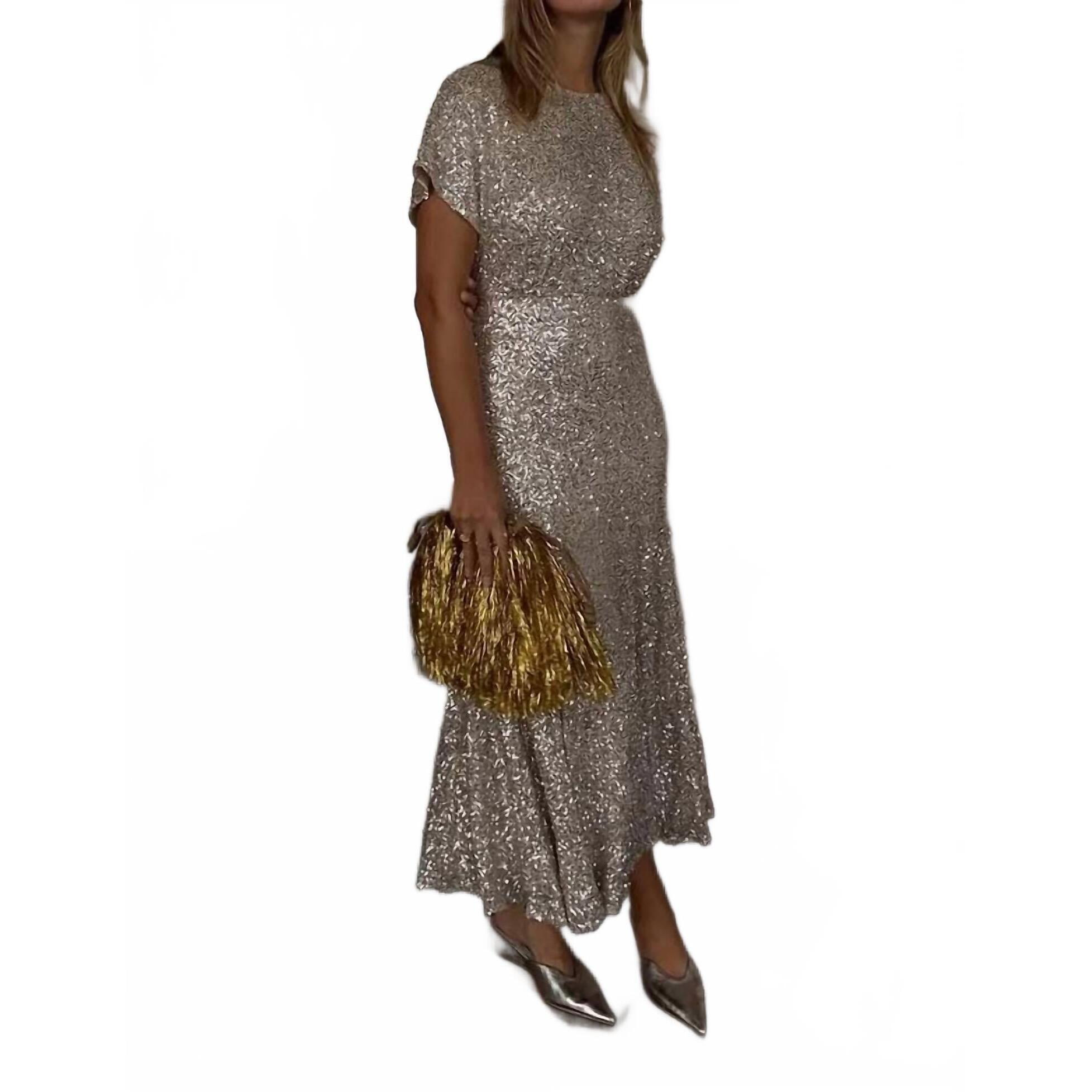 New Never Fully Dressed Sequin Erin Dress In Silver